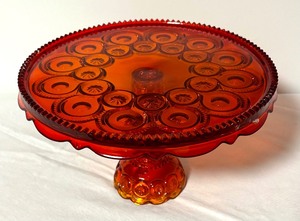lot 41 image: Vintage Smith Glass Company Amberina Moon and Stars Pedestal Plate