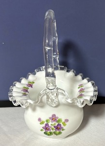 lot 52 image: Three Vintage Fenton Silver Crest Bowls and Basket Bowl