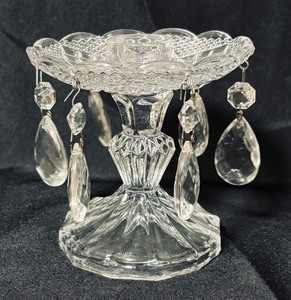 lot 70 image: Pair of Elegant Candle Holders with Dangling Crystals
