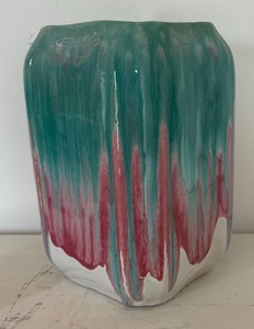 lot 343 image: Cliftwood Pottery 1940s Drip Over Square Pitcher