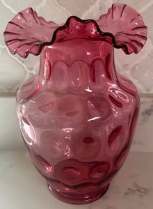 lot 304 image: Fenton Cranberry Optic Coin Dot Large Vase