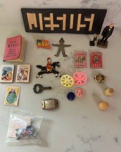 lot 303 image: Grouping of Vintage Cracker Jack Toys From about 1935