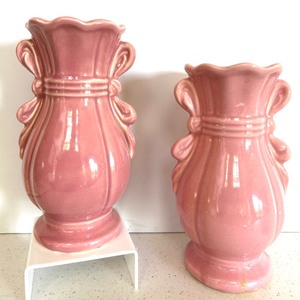 lot 76 image: Pair of Pretty Pink USA Pottery Vases