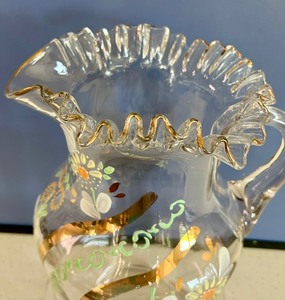 lot 80 image: Antique Victorian Hand Painted Optic Water Pitcher