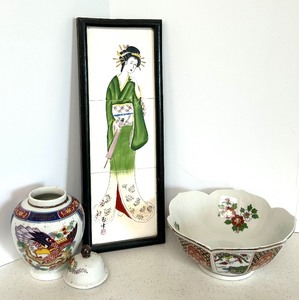 lot 81 image: Pretty Asian lot Including Vintage Imari Ginger Jar with Lid