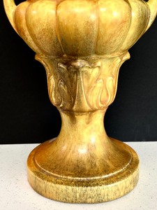 lot 86 image: Vintage MCM Royal Haeger Pottery Vase Planter Handled Yellow Pedestal