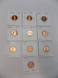 10 PROOF LINCOLN CENTS