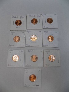 10 PROOF LINCOLN CENTS