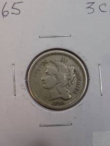 1865 THREE CENTS NICKEL