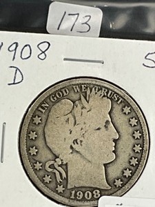 1908 BARBER HALF DOLLAR