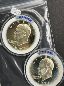 2 EISINHOWER DOLLARS 1971S, 1976S SILVER CLAD 40%