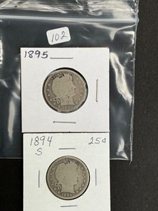 2 BARBER QUARTER 1893S, 1895