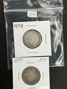 2 BARBER QUARTER 1897, 1898