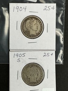 2 BARBER QUARTERS 1904, 1905S