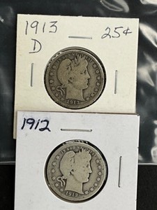2 BARBER QUARTERS 1912, 1913D