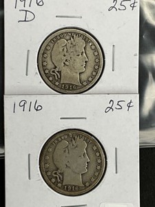 2 BARBER QUARTER 1916, 1916D