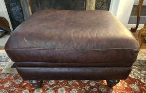 lot 136 image: Dark Brown Leather Ottoman