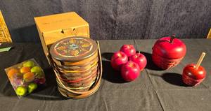 lot 117 image: Longaberger Firken Basket with Cute Apple Baskets