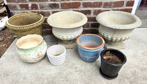 lot 190 image: Cement & Ceramic Plant Pots
