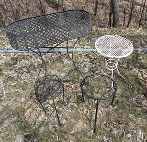 lot 66 image: Four Outdoor Metal Plant Stands