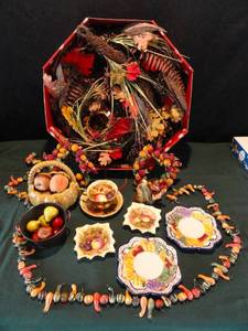 lot 76 image: Fall Decorations with Wreaths, Etc.