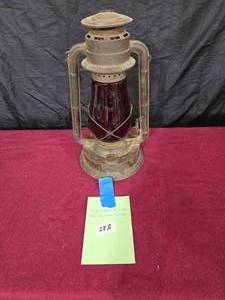 lot 28A image: Lantern by Dietz #2 Blizzard Red LOC-NOB Globe