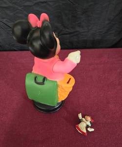lot 24A image: Minnie Mouse Bank with Moveable Arm & figurine