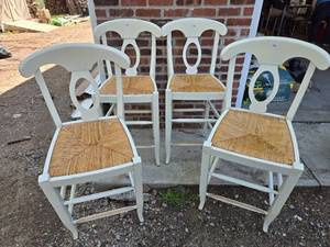 lot 140 image: Four Wicker Seat Bar Stools