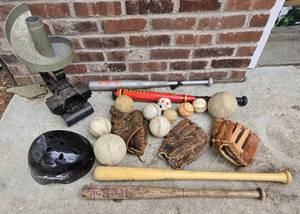 lot 257 image: Baseball Thrower, Balls, Bats & Gloves