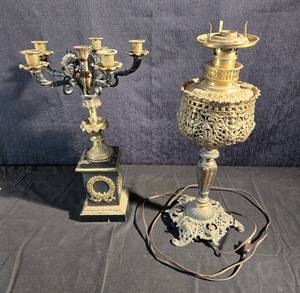 lot 146 image: Brass Candelair & Light
