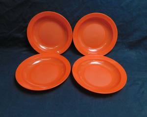 lot 24 image: Set of 4 NEW Tupperware Impressions Orange Plate Bowls