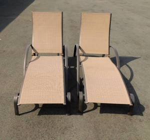 lot 14 image: Pair of Hampton Bay Stacking Lounge Chairs