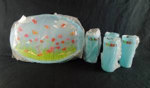 lot 45 image: New Tupperware Serving Tray and 4 Aqua Blue Tumblers