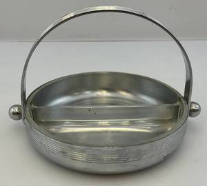 lot 68 image: Art Deco Era Chase RUSSEL WRIGHT DESIGNED Chrome And Divided Glass Jelly Serving Tray