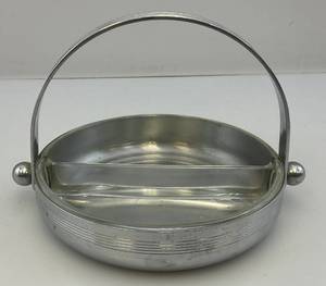 lot 70 image: Art Deco Era Chase RUSSEL WRIGHT DESIGNED Chrome And Divided Glass Jelly Serving Tray