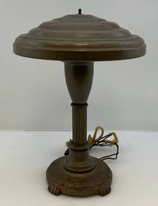 lot 87 image: Vintage Metal Industrial Lamp With Flying Saucer Shade (VERY COOL)  Missing Top Nut