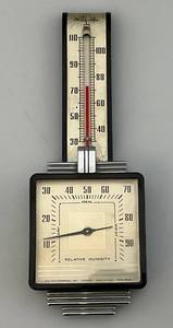 lot 89 image: Art Deco Airguide Metal HygrometerThermometer FEE AND STEMWEDEL IDEAL