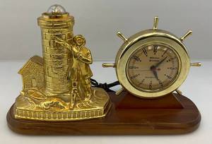 lot 91 image: Vintage Gibraltar Self-Starting Electric Clock With Nautical Theme (Light Works & Clock Hums But Doesnt Move)