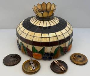 lot 150 image: Vintage Stained Glass Fruit Design Hanging Light