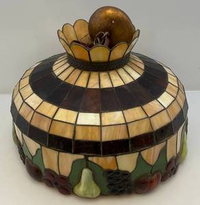 lot 152 image: Vintage Stained Glass Fruit Design Hanging Light