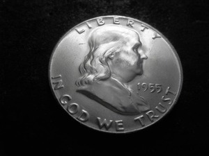1955 Franklin Silver Half Dollar Bugs Bunny Strike.