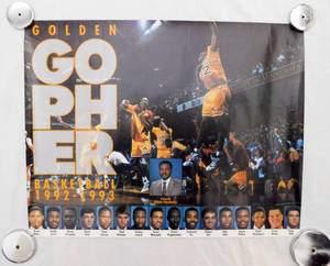 lot 24 image: 1992-1993 U of M Golden Gophers Mens Basketball Poster