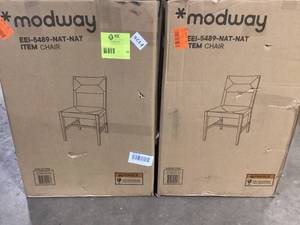 lot 18 image: Lot of 2 MODWAY Bodie Natural Wood Dining Chair Customer Returns See Pictures