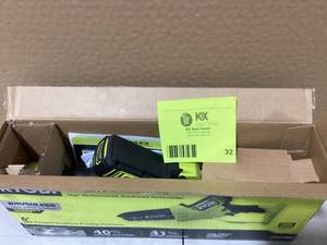 lot 32 image: RYOBI ONE HP 18V Brushless 6 in. Battery Compact Pruning Mini Chainsaw (Tool Only)  Customer Returns See Pictures