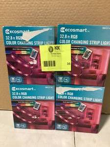 lot 35 image: Lot of EcoSmart 32.8 ft. RGB Color Changing Dimmable LED Strip Light with Remote Control  Customer Returns See Pictures