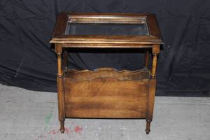 Glass Top End Table with Magazine Rack