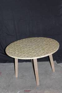 Set of 2 Woven End Table and Coffee Table with Mother-of-Pearl Mosaic