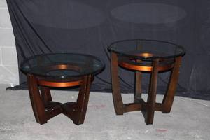 Set of 2 Round End Table and Coffee Table