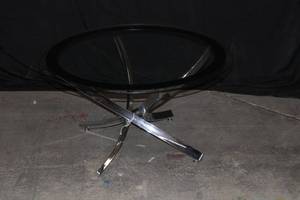 Round Glass-topped Table with Unique Base