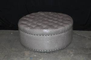Pleated Round Upholstered Ottoman